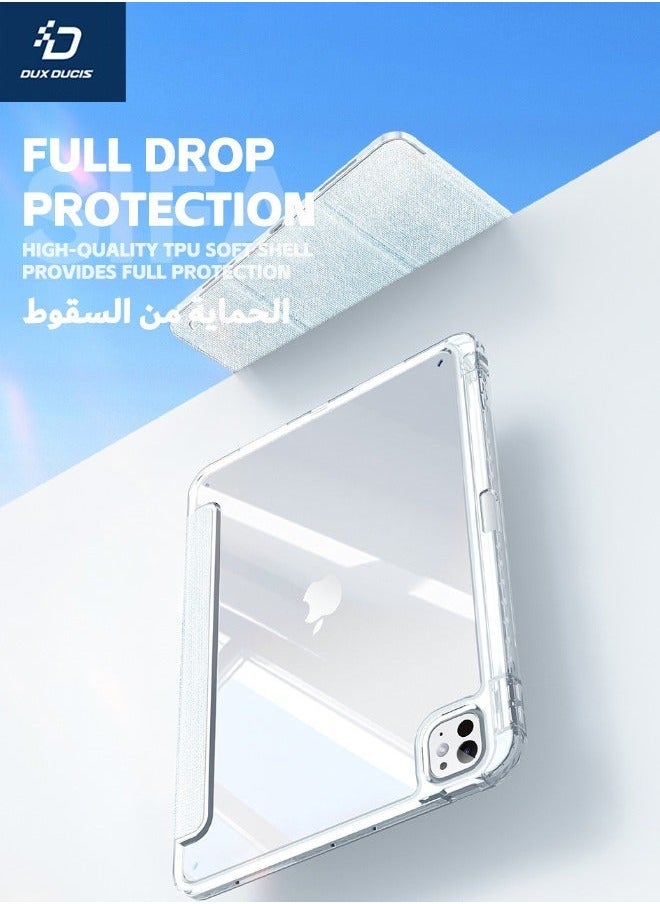 Hybrid Crystal Folio Case for iPad Pro 2024 (5th Gen) M4 11-Inch, 【With Apple Pencil Holder】【Auto Sleep Wake】【Dual Standing Positions】【Shockproof  Anti-Drop】 for iPad Pro 11-Inch 2024, Light Blue - Image 4
