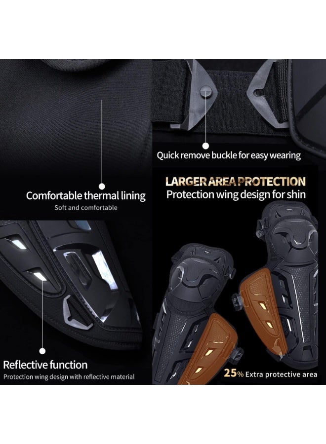 Generic Motorcycle Knee Pads Knee Shin Guard Pads for Men Anti Slip 2 in 1 Protector Adjustable Motocross Knee Protection Armor Racing Protective Gear for Cycling Clothing Supplies  - Image 3
