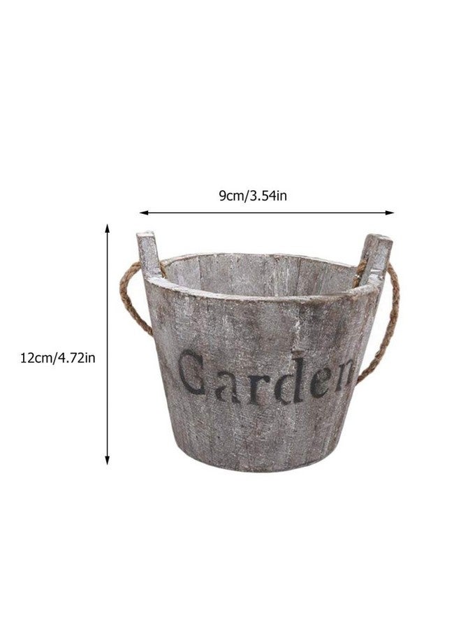 Hemoton 2Pcs Shabby Vintage Flower Bucket Wooden Flower Vase With Handle Vintage Wedding Vase Rustic Wooden Bucket Decorative Flower Vase Succulent Plants Pot - Image 4