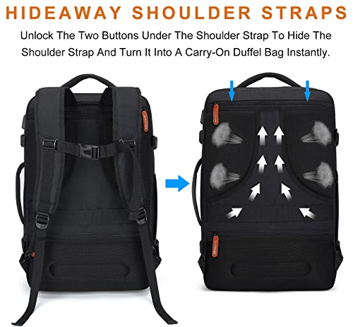 Lumesner Carry on Travel Backpacks, Extra Large 40L Flight Approved for Men & Women,Expandable Suitcase backpack (Black (Backpack With 4 Packing Cubes)) - Image 5