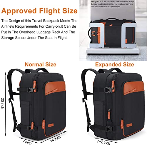 Lumesner Carry on Travel Backpacks, Extra Large 40L Flight Approved for Men & Women,Expandable Suitcase backpack (Black (Backpack With 4 Packing Cubes)) - Image 3