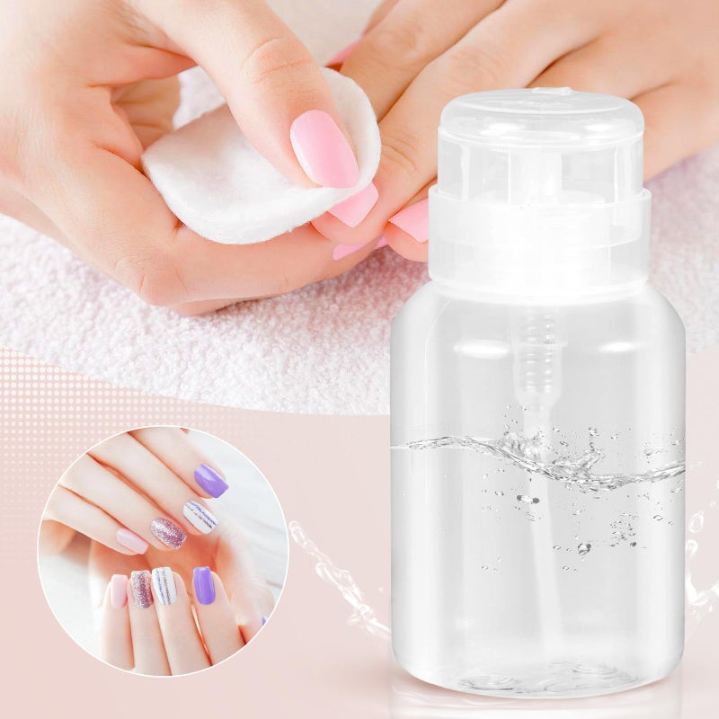 YAMYONE Nail Polish Remover Pump, YAMYONE 2 Pack Acetone Pump Dispenser, Alcohol Dispenser Push Down Empty Lockable Pump Dispenser Bottle for Nail Polish and Makeup Remover, 200ml(6.8oz) - Image 5