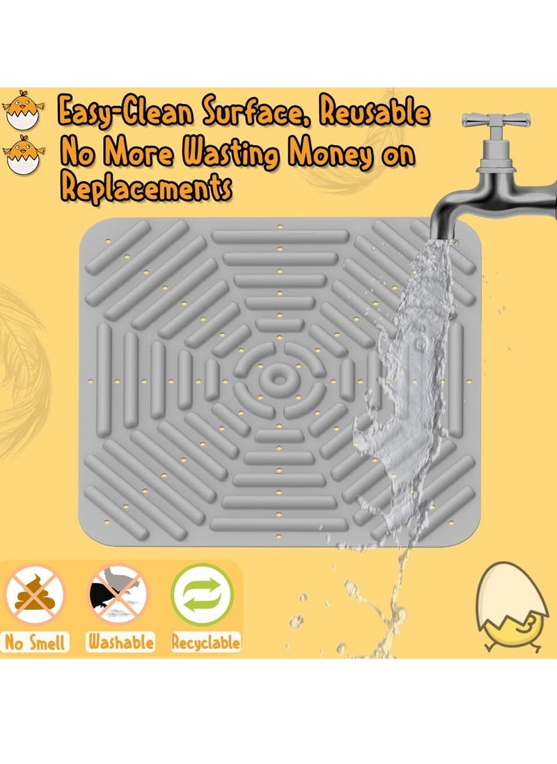 SYOSI Chicken Nesting Pads 1 Pack Silicone Washable Nesting Box Pads for Chickens 12x12 Inch Reusable Gray Chicken Nesting Pads Washable Coop Liners Soft and Cozy Bedding for Chickens for Laying Eggs  - Image 3