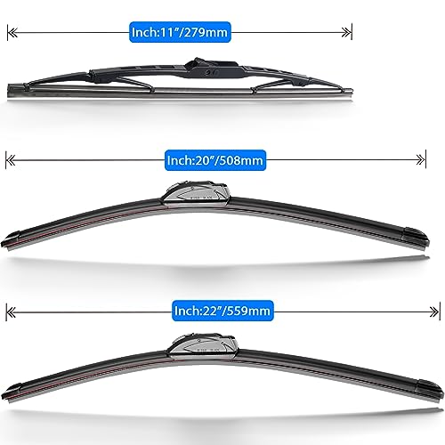RAINTOK Windshield Wiper Blade Set Replacement for 2007-2016 Jeep Compass Original Equipment Replacement Front Rear Wiper Blades-22"/20"/11" (Set of 3) U/J Hook - Image 5