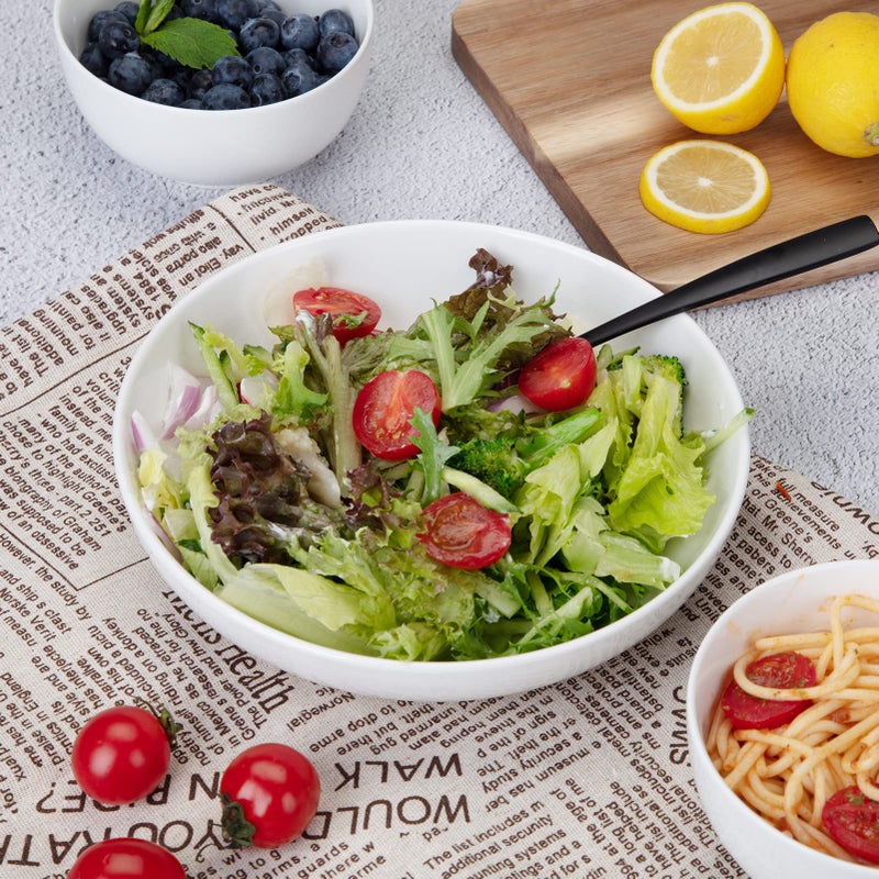 Cibeat 22 Ounce Porcelain Pasta Bowls Set 6 Pack Premium Ceramic Large Capacity Plates for Salad and Soup  Serving Bowl  Microwave & Dishwasher Safe (White) - Image 4