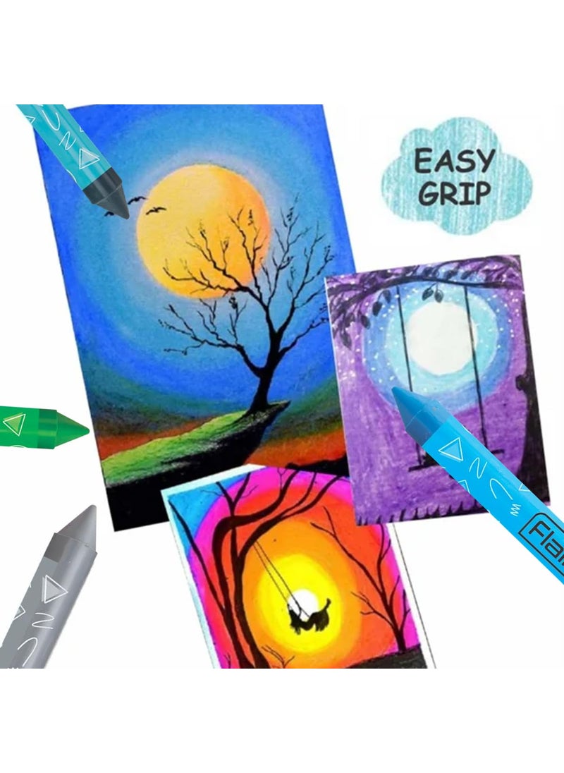 FLAIR Creative Series 24 Shades Triangular Wax Crayons Box Pack Easily Washable Smooth Bright Crayons Triangular Shape For Easy Grip NonToxic Safe For Childrens Pack Of 1