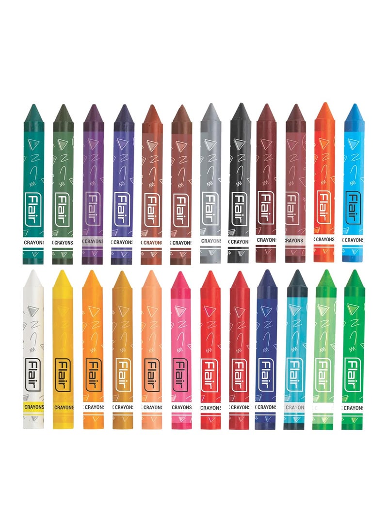 FLAIR Creative Series 24 Shades Triangular Wax Crayons Box Pack Easily Washable Smooth Bright Crayons Triangular Shape For Easy Grip NonToxic Safe For Childrens Pack Of 1