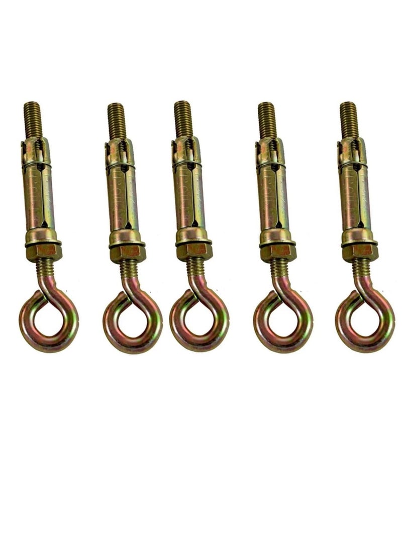 Robustline High Strength Metal Sleeve Shield Closed Hook/Eye Hook | Open Hook Anchor Bolt Pack of 5 (CLOSED HOOK, 12 MM) - Image 3