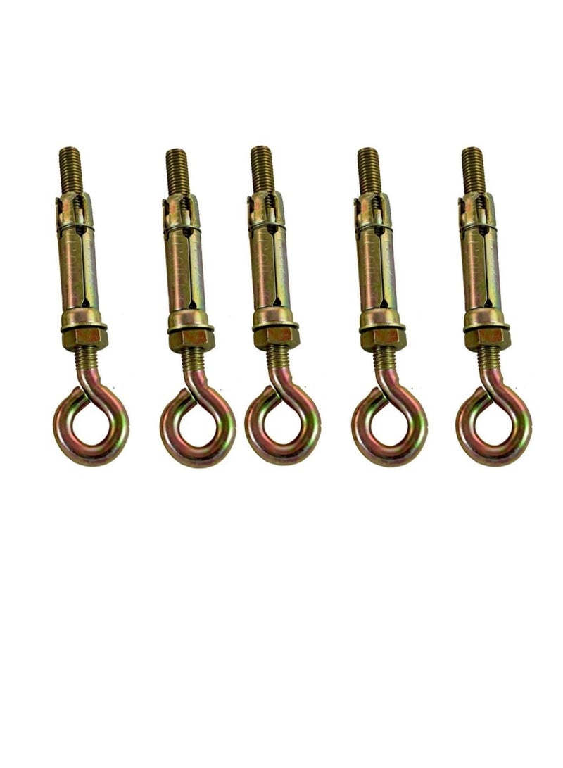 Robustline High Strength Metal Sleeve Shield Closed Hook/Eye Hook | Open Hook Anchor Bolt Pack of 5 (CLOSED HOOK, 12 MM) - Image 1