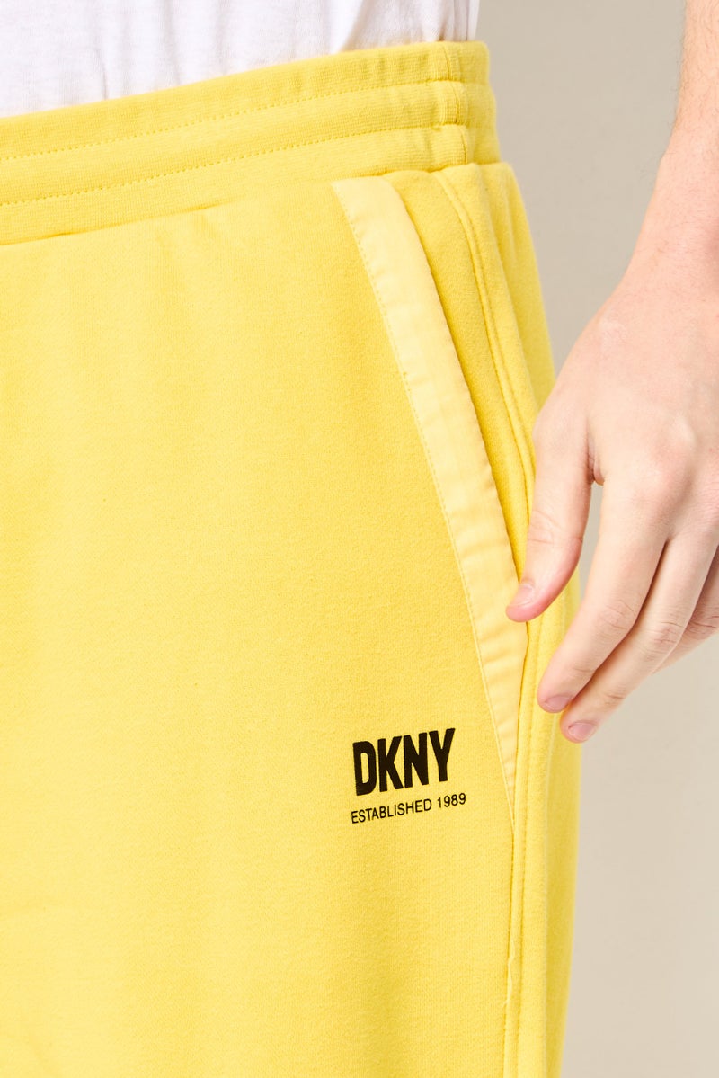DKNY Men Regular Fit Brand Logo Sweatpants, Yellow - Image 3