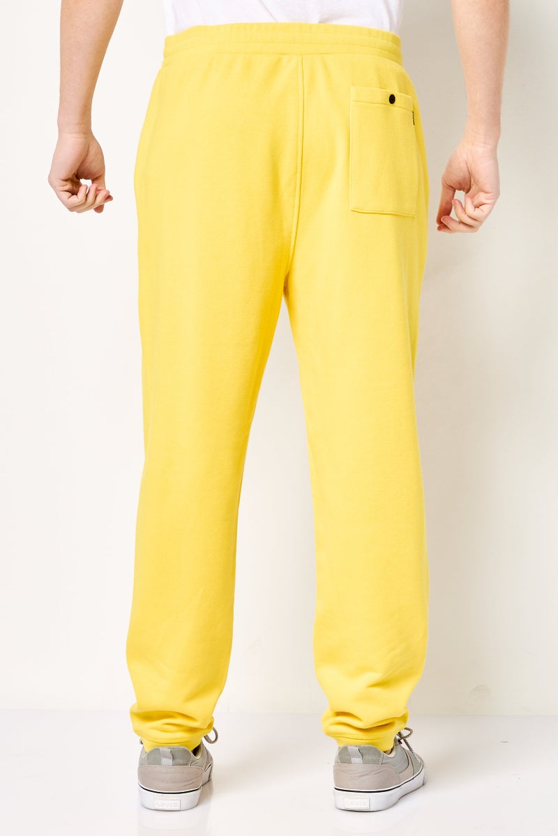 DKNY Men Regular Fit Brand Logo Sweatpants, Yellow - Image 2