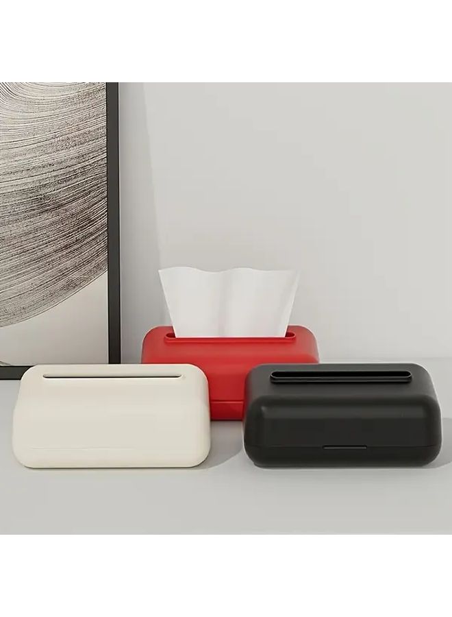 Red Wall Mounted Tabletop Tissue Box Holder Adhesive Bathroom Organizer Top Access Dispenser - Image 2