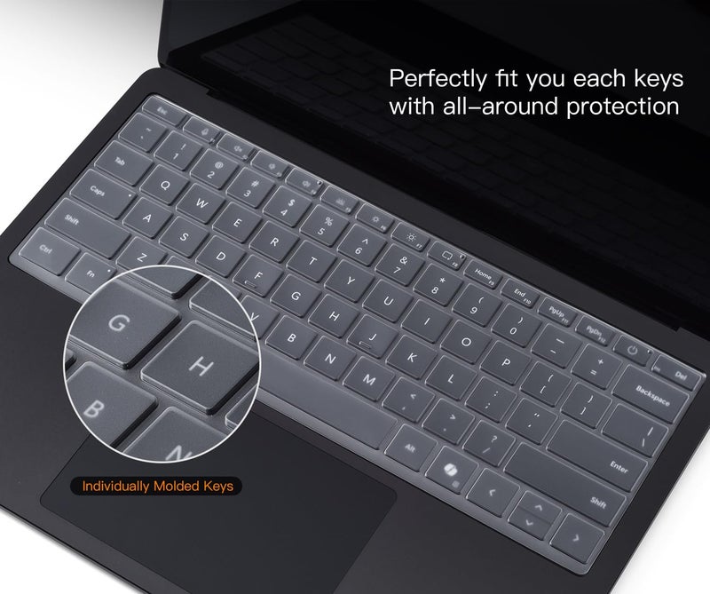 CaseBuy Clear Ultra Thin Keyboard Cover for 2023-2019 Microsoft Surface Laptop 6, 5, 4, 3, 13" & 15" Touchscreen Keyboard Protector Skin (Not Fit 2024-2025 Surface Laptop 7 13.8 & 15") - Image 4
