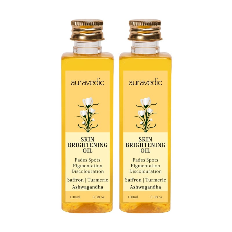 Auravedic Auravedic Saffron Face Oil For Glowing Skin 100 ml Pack of 2 Ashwagandha Turmeric Face Serum For Pigmentation And Dark Spot Serum For Women Glowing Skin Face Body Oil After Bath For Daily Use  - Image 1