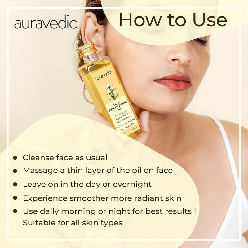 Auravedic Auravedic Saffron Face Oil For Glowing Skin 100 ml Pack of 2 Ashwagandha Turmeric Face Serum For Pigmentation And Dark Spot Serum For Women Glowing Skin Face Body Oil After Bath For Daily Use  - Image 5