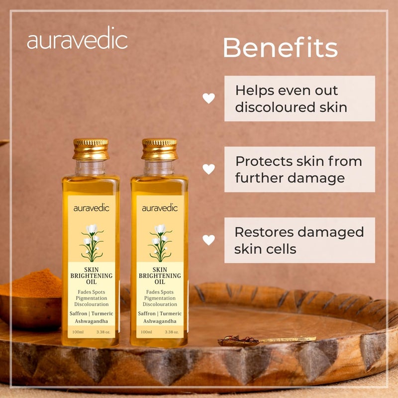Auravedic Auravedic Saffron Face Oil For Glowing Skin 100 ml Pack of 2 Ashwagandha Turmeric Face Serum For Pigmentation And Dark Spot Serum For Women Glowing Skin Face Body Oil After Bath For Daily Use  - Image 3