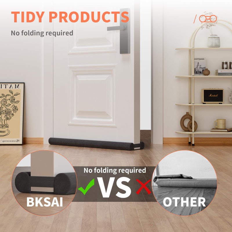 BKSAI Door Draft Stopper for Bottom of Door, Upgraded Under Door Gap Filler for Big Gap, No Folding Required, Flexible Installation Door Sweep soundproofing Strip for Home & Apartment, 28-32in, Black - Image 5