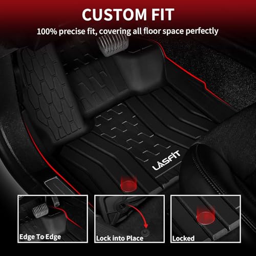 LASFIT Floor Mats Fit for Ford Fusion 2020-2017 (Include Hybrid)/ for Lincoln MKZ 2020-2017 All Weather Protection TPE Custom Fit 2020 2019 2018 2017 Floot Liners Accessories, 1st & 2nd Rows, Black - Image 2