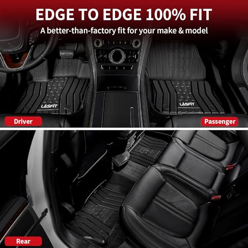 LASFIT Floor Mats Fit for Ford Fusion 2020-2017 (Include Hybrid)/ for Lincoln MKZ 2020-2017 All Weather Protection TPE Custom Fit 2020 2019 2018 2017 Floot Liners Accessories, 1st & 2nd Rows, Black - Image 5