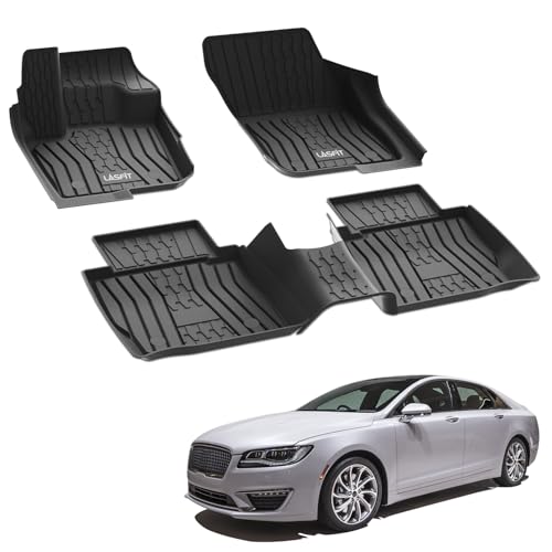 LASFIT Floor Mats Fit for Ford Fusion 2020-2017 (Include Hybrid)/ for Lincoln MKZ 2020-2017 All Weather Protection TPE Custom Fit 2020 2019 2018 2017 Floot Liners Accessories, 1st & 2nd Rows, Black - Image 1