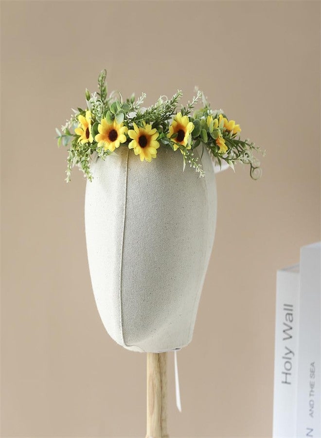 Elandy Sunflower Crown Wreath Headband With Ribbon Floral Garland Headpiece Hair Wreaths for Wedding Bridal Party Festival - Image 4