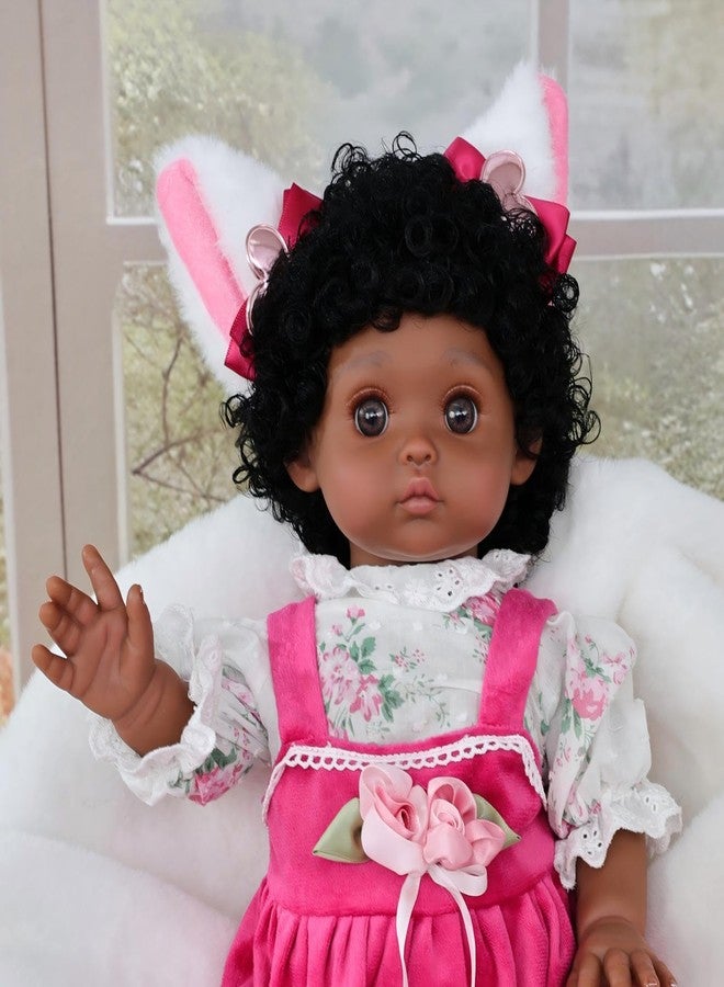 Cloveray 18-Inch Lifelike Reborn Baby Doll, Realistic Black Girl Baby Doll with Cute Skirts,Handmade Real Life Newborn Baby Dolls, Full-Body Vinyl Baby Dolls for 3+ Years Old Kids, Name Zahra - Image 3