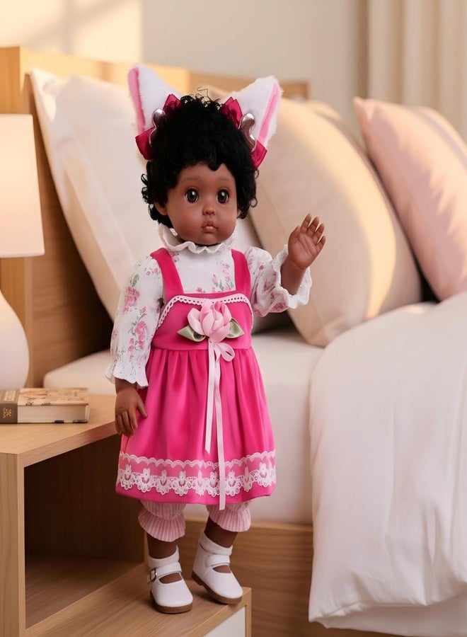 Cloveray 18-Inch Lifelike Reborn Baby Doll, Realistic Black Girl Baby Doll with Cute Skirts,Handmade Real Life Newborn Baby Dolls, Full-Body Vinyl Baby Dolls for 3+ Years Old Kids, Name Zahra - Image 5