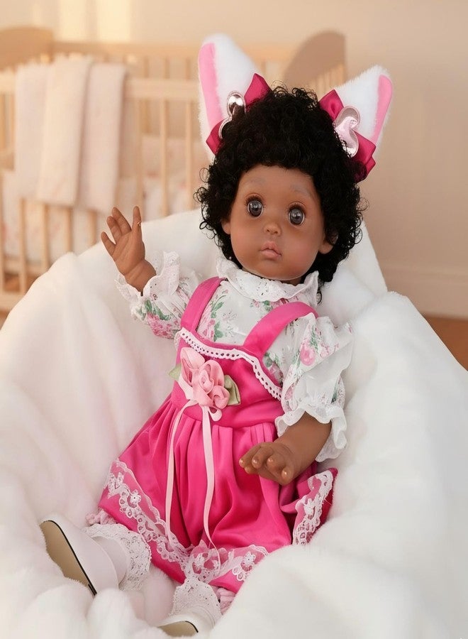 Cloveray 18-Inch Lifelike Reborn Baby Doll, Realistic Black Girl Baby Doll with Cute Skirts,Handmade Real Life Newborn Baby Dolls, Full-Body Vinyl Baby Dolls for 3+ Years Old Kids, Name Zahra - Image 4