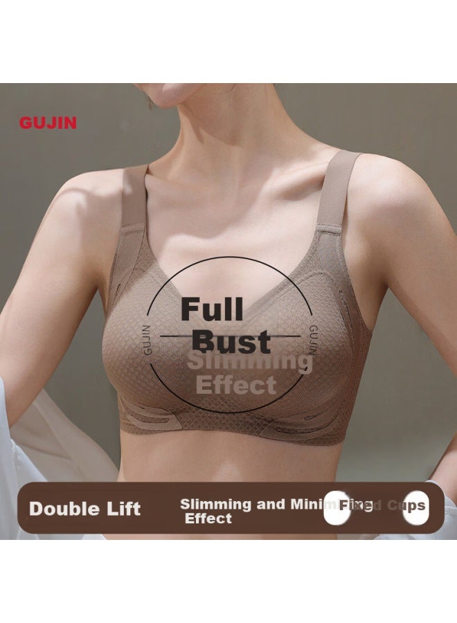 Gujin Large Bust Minimizing Seamless Bra Women Push-up Adjustable Side Support Anti-sagging Lifting Bra - Image 1