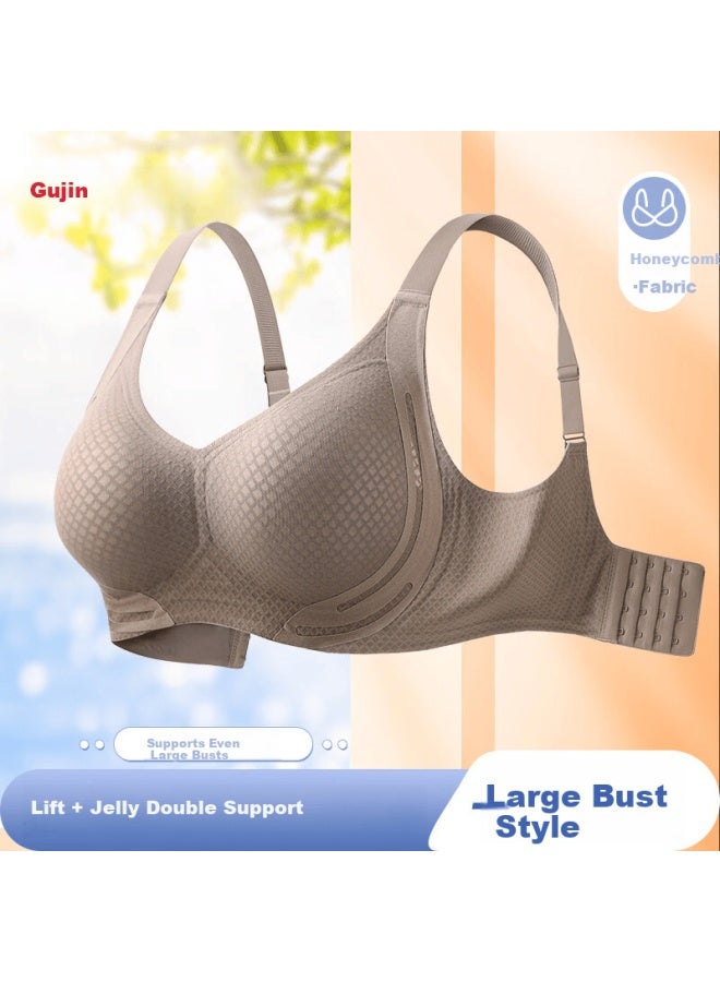 Gujin Large Bust Minimizing Seamless Bra Women Push-up Adjustable Side Support Anti-sagging Lifting Bra - Image 2
