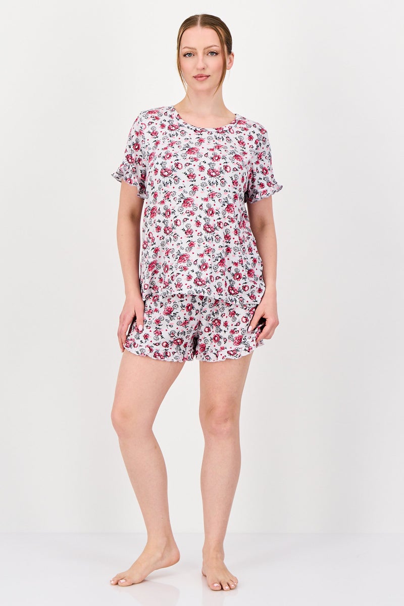 Rene Rofe Women 2 Pieces Floral Print Top And Bottom Sleepwear Set, Multicolor - Image 3