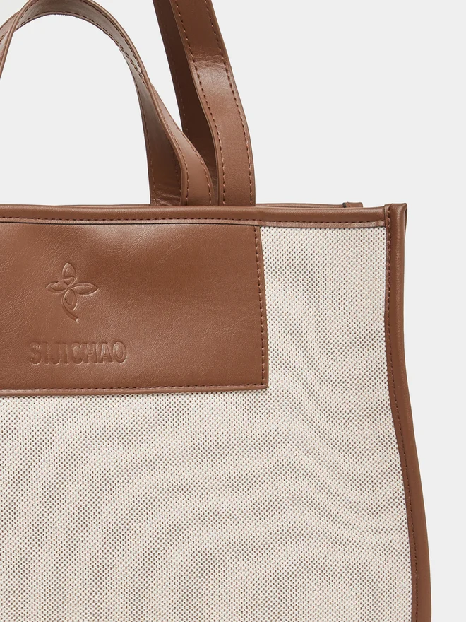 Styli Styli Brown Two Tone Satchel Bag