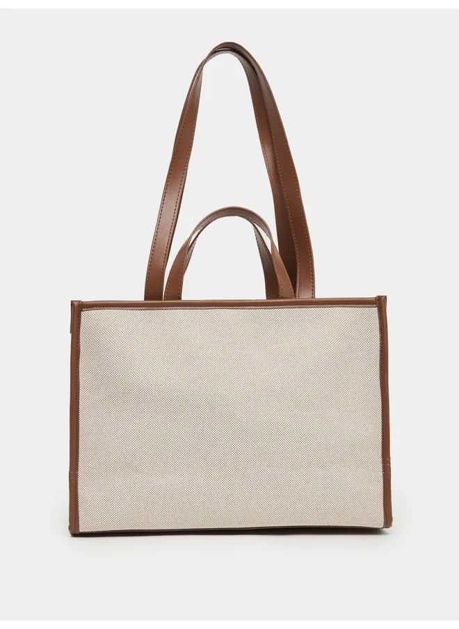 Styli Styli Brown Two Tone Satchel Bag