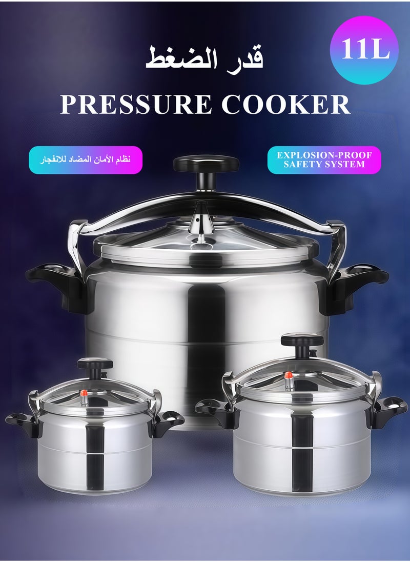 TORNADO 11LitersLiters 11L Extra-Large Capacity Pressure Cooker | Coating-Free Healthy Aluminum Alloy, Essential for Traditional Stews (Haneeth)! silver  - Image 1