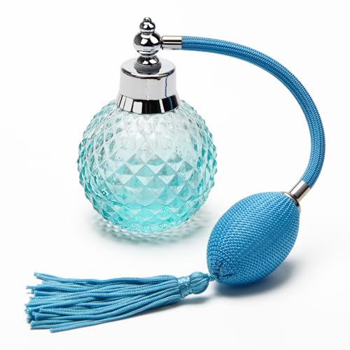 Coolrunner Crystal Art Vintage Style Refillable Perfume Atomizer Long Spray Bottle 100ml Blue - Image 1