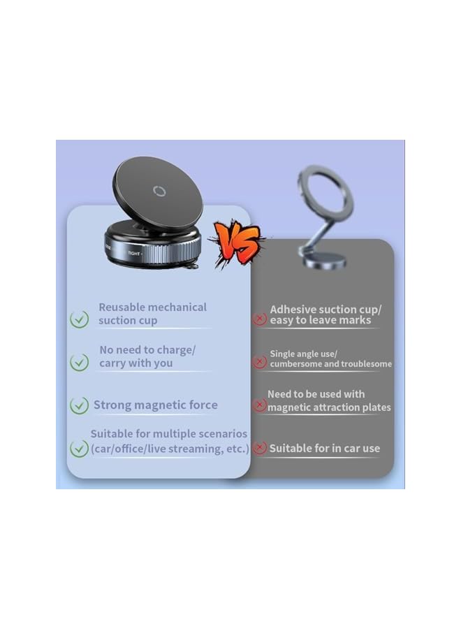 Green Tiger Car Phone Holder - Magnetic Vacuum Suction Mount, 360° Adjustable Phone Holder Car for Mirror/Wall/Gym, Quick Lock Compatible with iPhone & Android - Image 3
