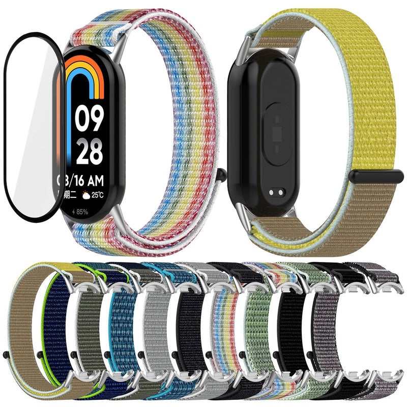 erorex For Xiaomi Smart Band 10 / 10 Nfc Nylon Hook And Loop Fastener Watch Band With 3D Curved Film(Official Black) - Image 5