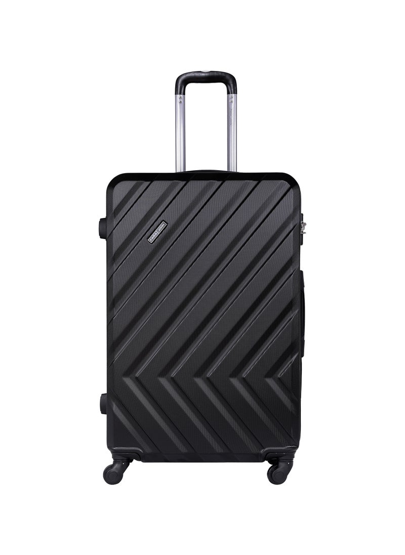 PARAJOHN Chevron 24-Inch (Medium) ABS Hard Case Checked-In Luggage Trolley Bag with 4 Spinner Wheels and Lock - Black  - Image 1