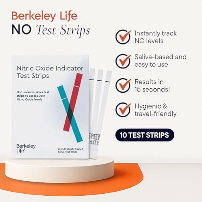 Berkeley Life Nitric Oxide Test Strips - at-Home, Non-Invasive Saliva Testing Kit to Assess Nitric Oxide Levels for Men & Women - 10 Individually Sealed Indicator Strips - Image 2