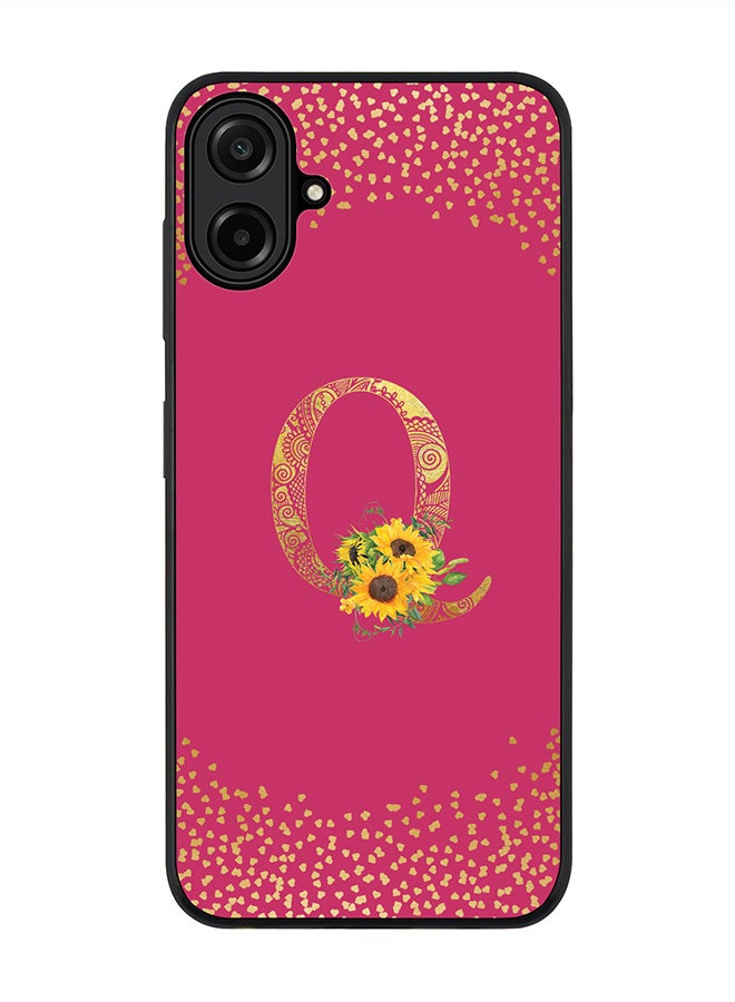 Stylizedd For Samsung Galaxy A07 4G Case,Slim fit Camera Protection, Shockproof Thin Phone cover  - Custom Floral Monogram - Q ( Deep Pink )