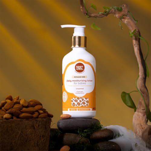 ROOT and SOIL Almond Milk Baby Lotion | Natural & Hypoallergenic | 24-Hour Moisturization | Suitable for Dry & Sensitive Skin | Safe for Newborns | With Kashmiri Mamra Almonds | 210 ml - Image 2