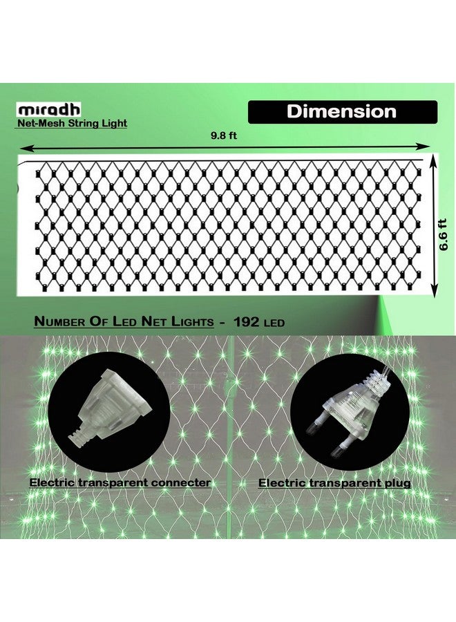 MIRADH Led Net Mesh String Lights - Diwali Lights for Decoration for Home Diwali Lights for Home Decoration led Lights ganpati Decoration Items for Home 9.8ft x 6.6ft 192 LEDs (8 Mode Green) - Image 2