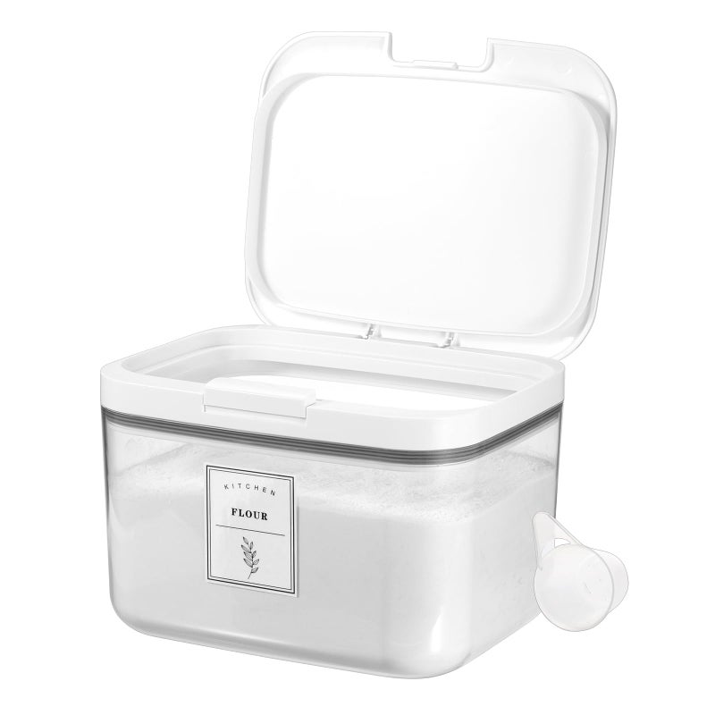 Kokone Flour Storage Container Airtight Rice Container for Kitchen Plastic Rice Dispenser with Lid & Cup Practical Food Storage Container for Grain Sugar Oatmeal Laundry Pods Dishwasher Pods - Image 1