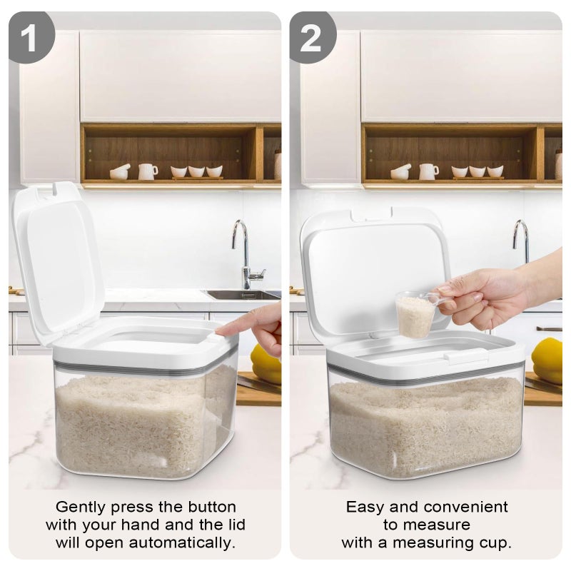 Kokone Flour Storage Container Airtight Rice Container for Kitchen Plastic Rice Dispenser with Lid & Cup Practical Food Storage Container for Grain Sugar Oatmeal Laundry Pods Dishwasher Pods - Image 5