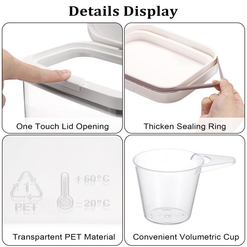 Kokone Flour Storage Container Airtight Rice Container for Kitchen Plastic Rice Dispenser with Lid & Cup Practical Food Storage Container for Grain Sugar Oatmeal Laundry Pods Dishwasher Pods - Image 4