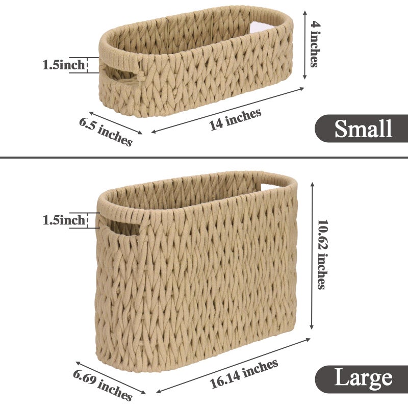Jukercici Boho Toilet Paper Storage Baskets, Cotton Rope Woven Bathroom Basket Set of 2, Standing Toilet Paper Holder for 6 Mega Rolls,Storage Bins for Toilet Tank Top, Bathroom Organizer Decor (Brown 2 Pack) - Image 2
