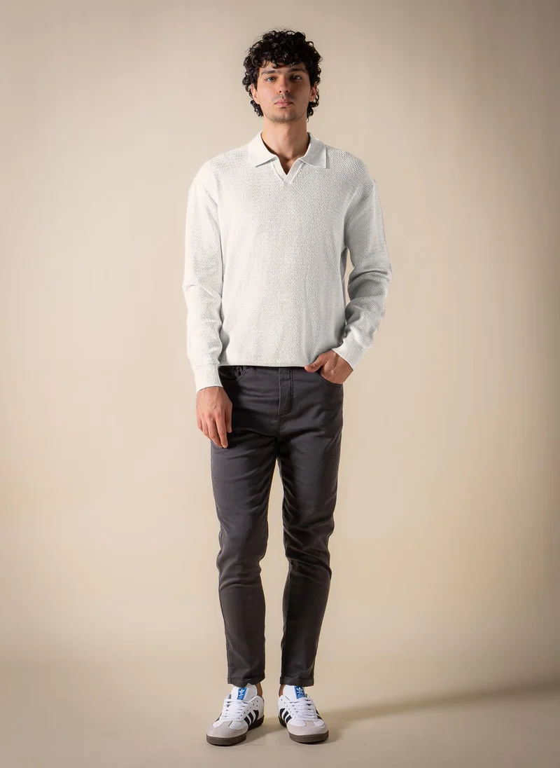 Shapes White TEXTURED POLO SHIRT for Men | Best Price UAE