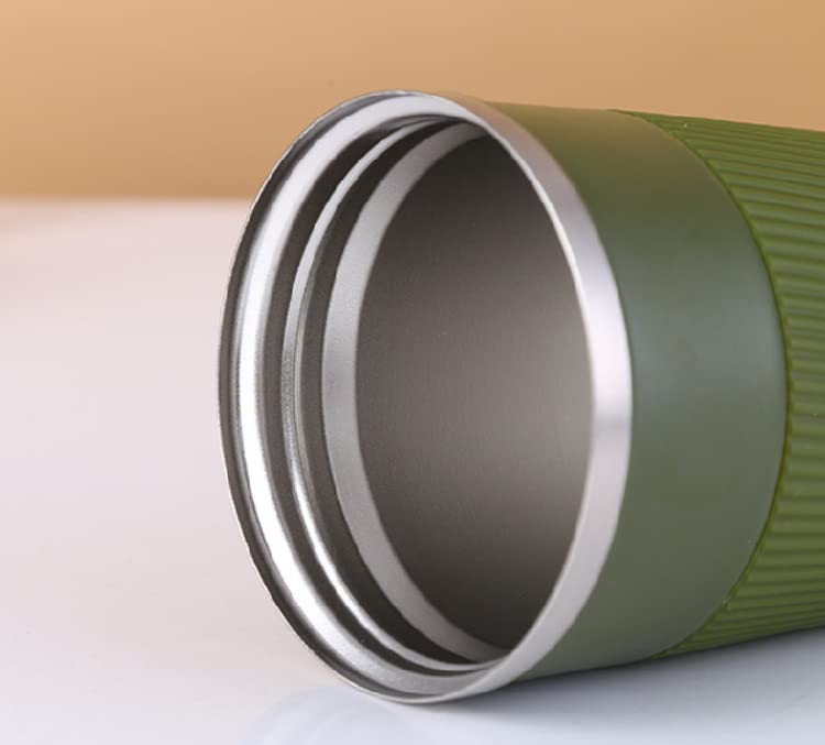 Wosta Travel Mug, Insulated Coffee Cup with Leakproof Lid,Vacuum Insulation Stainless Steel Reusable for Hot Cold Coffee, Non-Slip Protective Cover, (Army Green, 380 Ml & Cleaning Brush) - Image 2