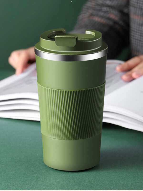 Wosta Travel Mug, Insulated Coffee Cup with Leakproof Lid,Vacuum Insulation Stainless Steel Reusable for Hot Cold Coffee, Non-Slip Protective Cover, (Army Green, 380 Ml & Cleaning Brush) - Image 5
