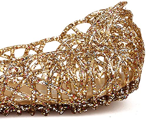 Domucos Cut Out Glitter Sprinkled Jelly Flats Women Shoes Summer Sandals Breathable Outdoor Shoes-gold-7-38… - Image 2